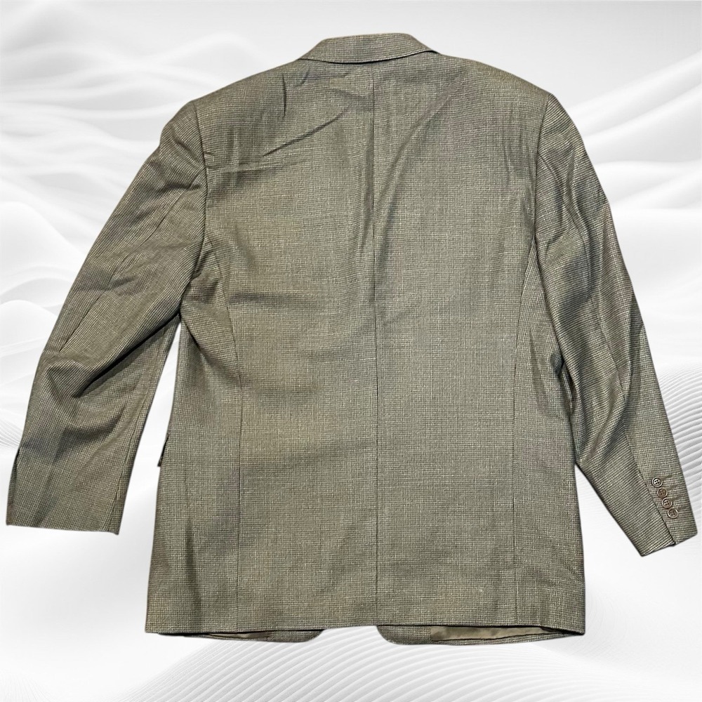 CANALI 46R Fratelli S120's Wool Micro Houndstooth Windowpane‎ Olive Green *flaw* - Picture 5 of 14